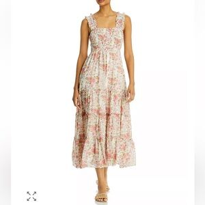 Lucy Paris Smocked Floral Pink Maxi Dress